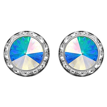 Chic 11MM Rondelle Swarovski Crystal Post Earrings SL40003