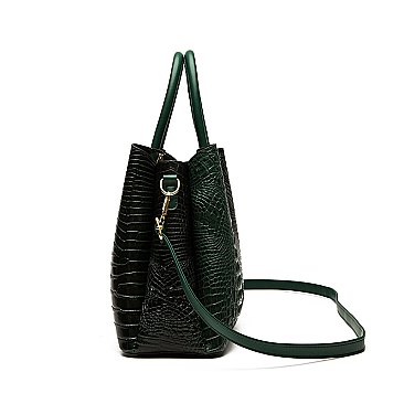 Croc Triple Compartment Satchel Bag