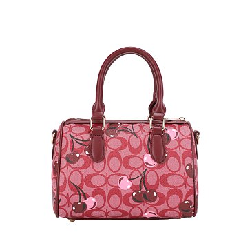 Oval Cherry Print Satchel