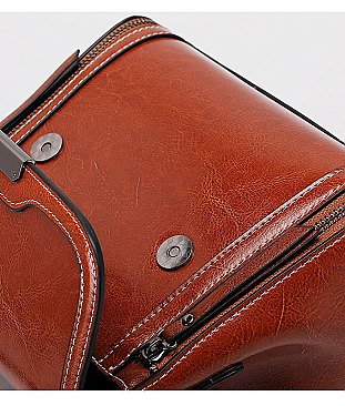 Genuine Leather Top-handle Satchel - Shoulder Bag