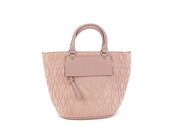 David Jones Paris Top-Handle Quilted Satchel Bag