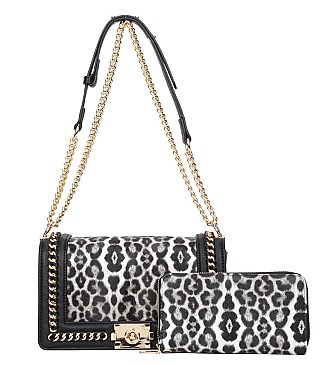 black leoprad bag with wallet