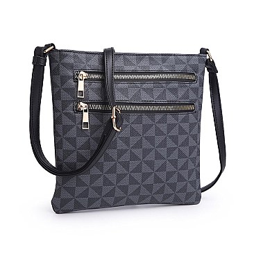 Monogram Dual Zipper Crossbody Bag