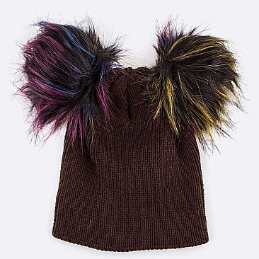 Pack of (12 Pieces) Double Pom Iconic Knit Beanie