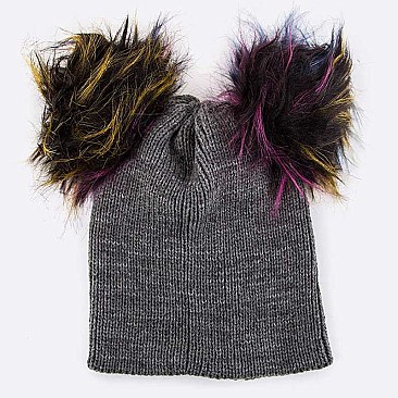 Pack of (12 Pieces) Double Pom Iconic Knit Beanie