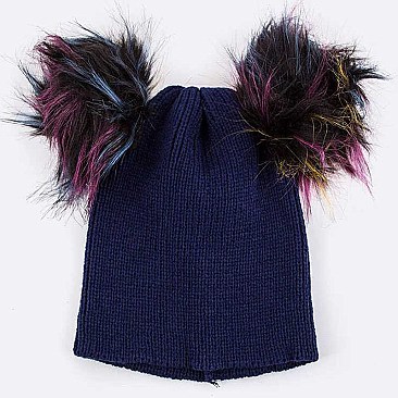 Pack of (12 Pieces) Double Pom Iconic Knit Beanie
