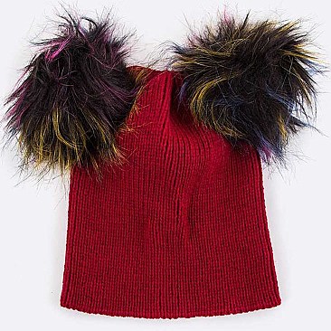 Pack of (12 Pieces) Double Pom Iconic Knit Beanie