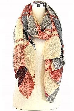 Pack of (6 Pieces) Assorted Stylish Multi-Tone Plaid Scarves/Shawls FM-SCF746