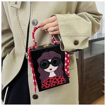 3D Lady Face Box Shaped Handbag With Scarf