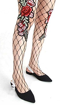 Rose Embroidery Fishnet Tights LA-ESA7070
