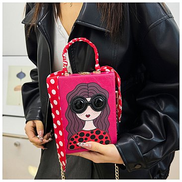 3D Lady Face Box Shaped Handbag With Scarf