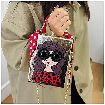 3D Lady Face Box Shaped Handbag With Scarf