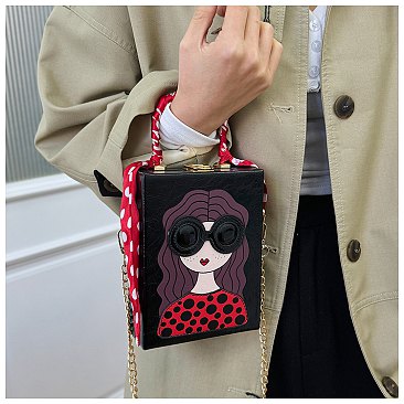 3D Lady Face Box Shaped Handbag With Scarf