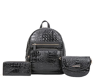 3 IN 1 Crocodile Backpack - Crossbody & Wallet Set