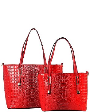 TRENDY DESIGNER 2 IN 1 CROC HANDBAG SET JP-CY6688