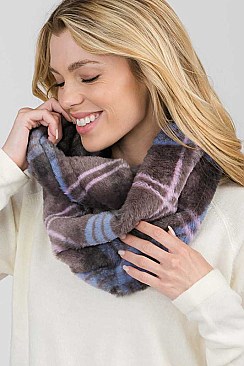 Pack of 12 Assorted Color Plaid Plush Infinity Scarves