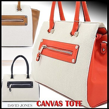 CANVAS-LINEN DAVID JONES HOT COLORS TOTE