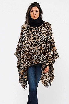 LEOPARD PRINT FASHION PONCHO