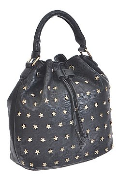 Chic Bucket Clutch With Star Studded