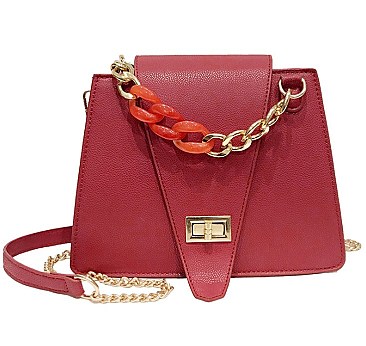 Chic Chain Handle Front Flap Cross Body Shoulder Bag