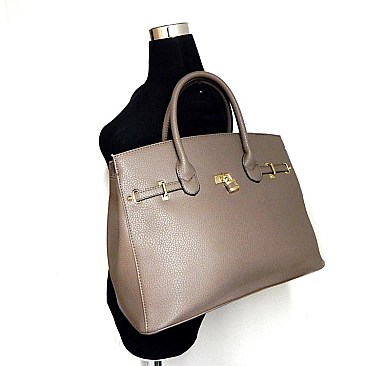 Padlock-Belted Celebrity Large Satchel Bag