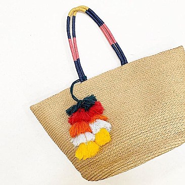 Straw POM POM Beach Bag