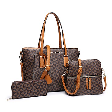 3 IN 1 STYLISH MODERN MONOGRAM TOTE CROSSBODY AND CLUTCH SET