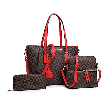 3 IN 1 STYLISH MODERN MONOGRAM TOTE CROSSBODY AND CLUTCH SET