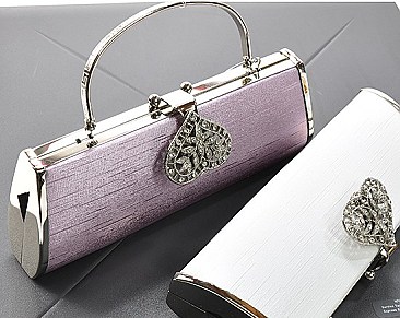 RHINESTONE HEART DESIGN CLASP EVENING BAG