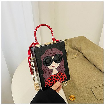 3D Lady Face Box Shaped Handbag With Scarf
