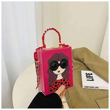 3D Lady Face Box Shaped Handbag With Scarf