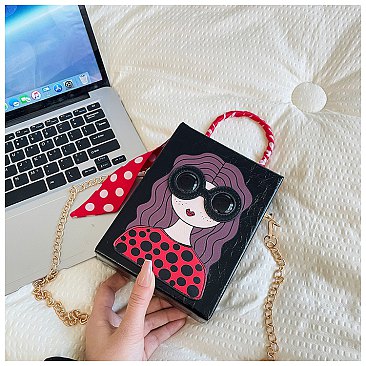 3D Lady Face Box Shaped Handbag With Scarf