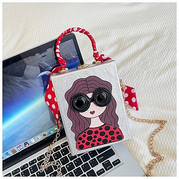 3D Lady Face Box Shaped Handbag With Scarf