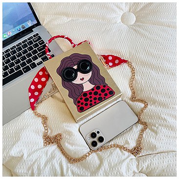 3D Lady Face Box Shaped Handbag With Scarf