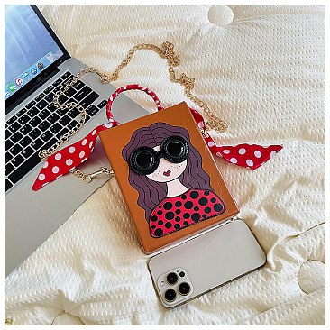 3D Lady Face Box Shaped Handbag With Scarf