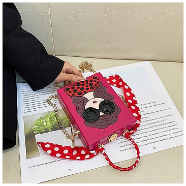 3D Lady Face Box Shaped Handbag With Scarf