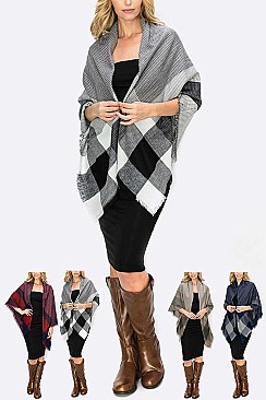 PACK OF 12 PCS ASSORTED COLOR PLAID PATTERN BLANKET SCARVES