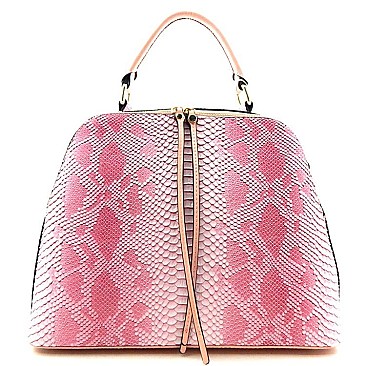 2 COMPARTMENT ROUND SHAPE SNAKE PRINT SATCHEL