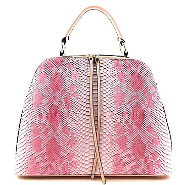 2 COMPARTMENT ROUND SHAPE SNAKE PRINT SATCHEL