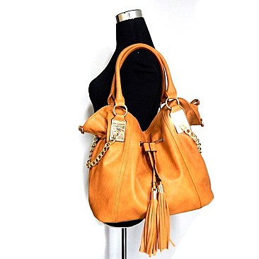 Chain Accented Drawstring Bag