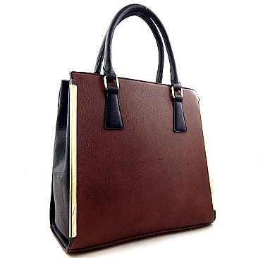 METAL ACCENTED Two-Tone Satchel &Tote