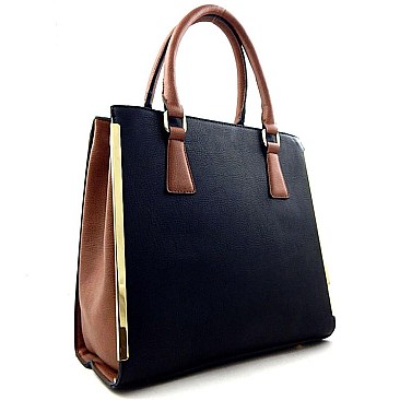 METAL ACCENTED Two-Tone Satchel &Tote