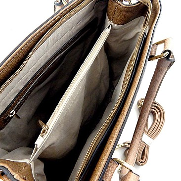 METAL ACCENTED Two-Tone Satchel &Tote