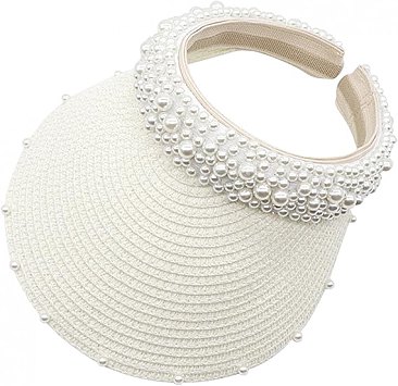 Women's Minimalist Classic Style Color Block Pearl Wide Eaves Sun Hat