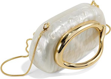 Acrylic Clutch Box Metal Handle Evening Bag