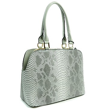 BOUTIQUE QUALITY SNAKE PRINT JEWEL TOP SATCHEL