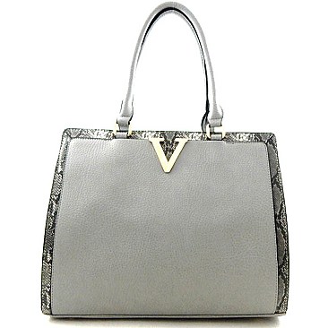 V-shape Hardware Accent With Snake Trim Tote