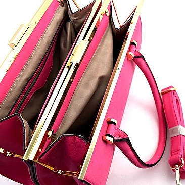 Boutique Clutch-lock Double Compartment Satchel