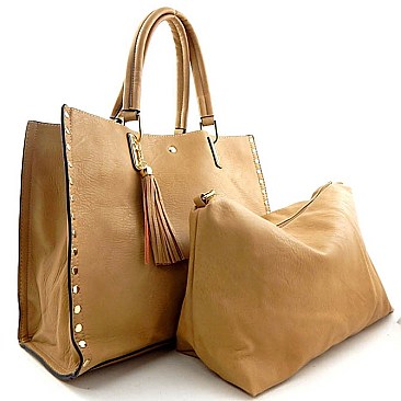 Tassel & Stud Accent Bag In Bag Tote