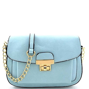 Turn-lock Flap Elaborate Chain Style Messenger Bag